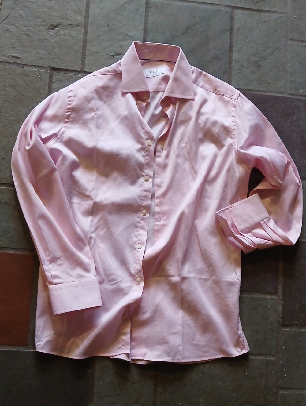 NWOT Eton Textured Light Pink Men's ContemporaryLong Sleeve Size 39 16.5 - Picture 6 of 8